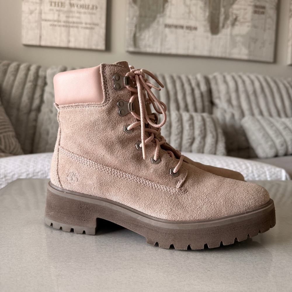 Timberland Courmayeur‎ Valley Pink Suede Lace Up Boots A1SKA Womens 8.5